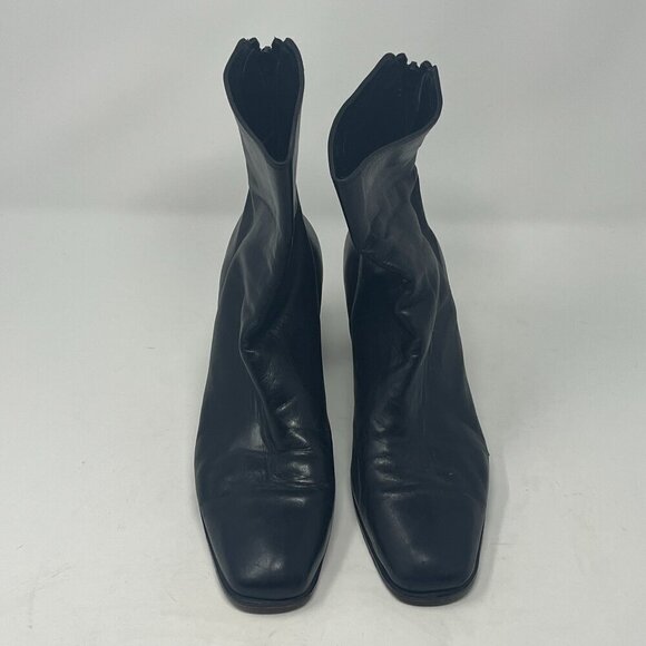 Stuart Weitzman ankle boots 10B black leather square toe y2k 90s - Picture 2 of 16